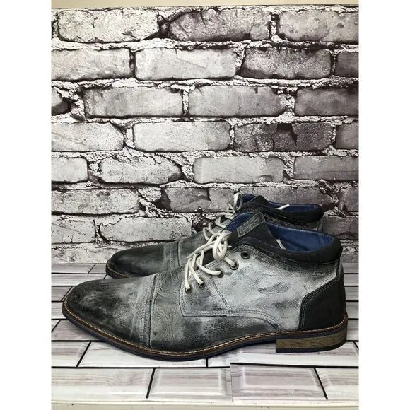 PARC Charcoal Gray Leather Distressed Ankle Lace Up Shoes Men’s Sz 10M US/43EU