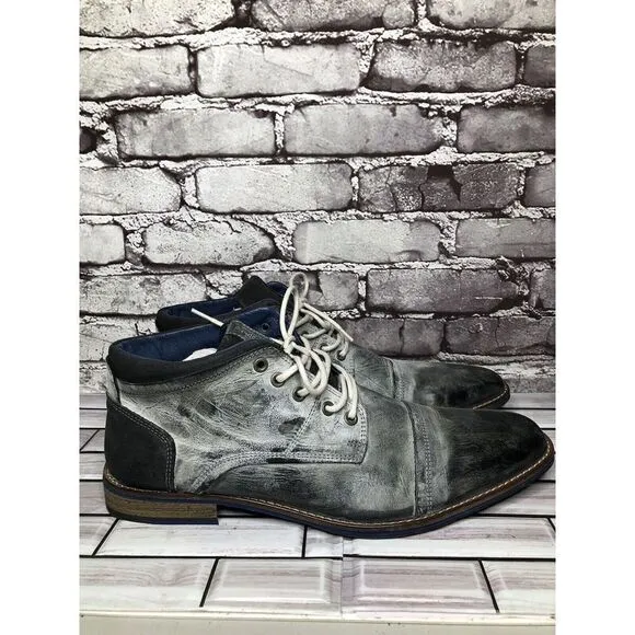 PARC Charcoal Gray Leather Distressed Ankle Lace Up Shoes Men’s Sz 10M US/43EU