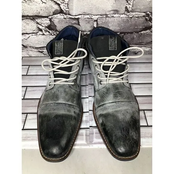 PARC Charcoal Gray Leather Distressed Ankle Lace Up Shoes Men’s Sz 10M US/43EU