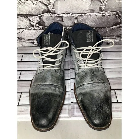 PARC Charcoal Gray Leather Distressed Ankle Lace Up Shoes Men’s Sz 10M US/43EU