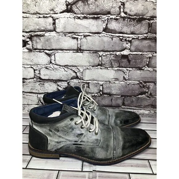 PARC Charcoal Gray Leather Distressed Ankle Lace Up Shoes Men’s Sz 10M US/43EU