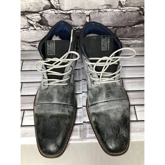 PARC Charcoal Gray Leather Distressed Ankle Lace Up Shoes Men’s Sz 10M US/43EU