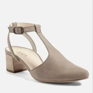 Paul Green Truffle Taupe Nubuck Maggie T-Strap Block Heel Shoes size 8
