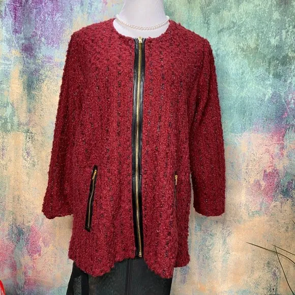📌Peck &amp; Peck knitted long Jacket with Gold Thread
