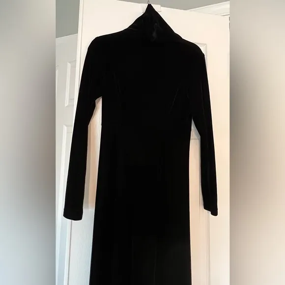 Price Drop‼️Long sleeve, high neck sexy &amp; sophisticated long black velvet dress