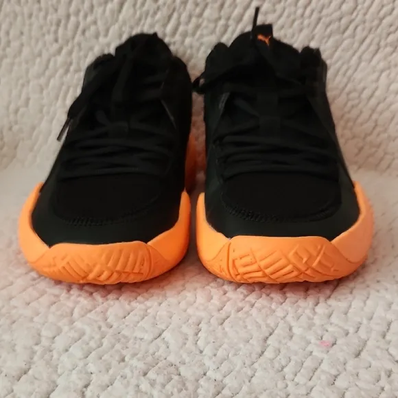 Puma Court Rider Basketball Black and Neon Citrus Orange Athletic Running Shoes
