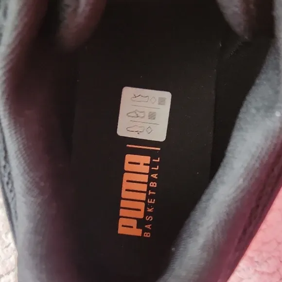 Puma Court Rider Basketball Black and Neon Citrus Orange Athletic Running Shoes