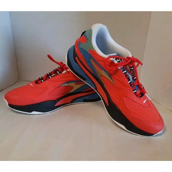 PUMA RS-FAST RED GO FOR 385795-01 Firelight/Blue Men's Running Casual Shoes 11