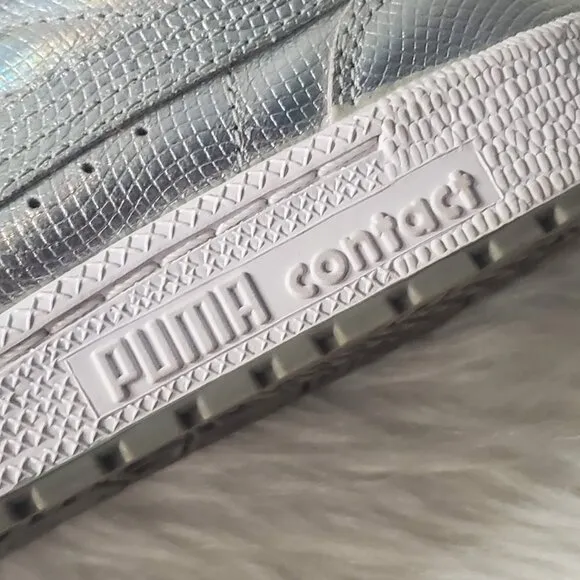 PUMA Sky II High Holographic Jr Youth Shoes Silver Leather Sneakers, M7