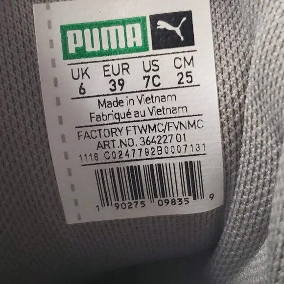 PUMA Sky II High Holographic Jr Youth Shoes Silver Leather Sneakers, M7