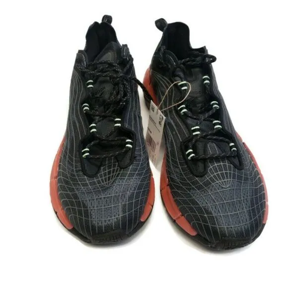 Reebok Mens Size 12 Zig Kinetica II Running Shoes FX9349 Core Black Orange Flare