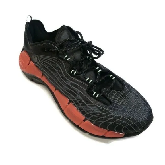 Reebok Mens Size 12 Zig Kinetica II Running Shoes FX9349 Core Black Orange Flare