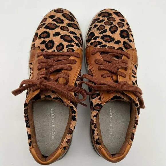 ROCKPORT Shoes Women Size 6W Brown Parissa Leopard Classic Platform Work Sneaker