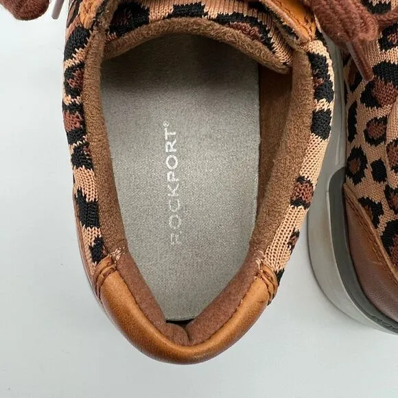 ROCKPORT Shoes Women Size 6W Brown Parissa Leopard Classic Platform Work Sneaker