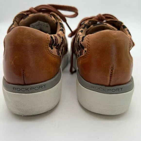 ROCKPORT Shoes Women Size 6W Brown Parissa Leopard Classic Platform Work Sneaker