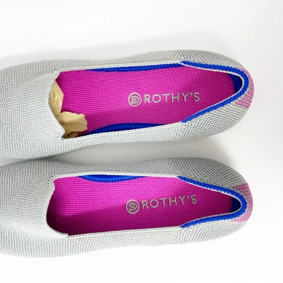 Rothy’s Kids Shiny Sparkly Loafer Iridescent Limited Edition Girls Flats Silver