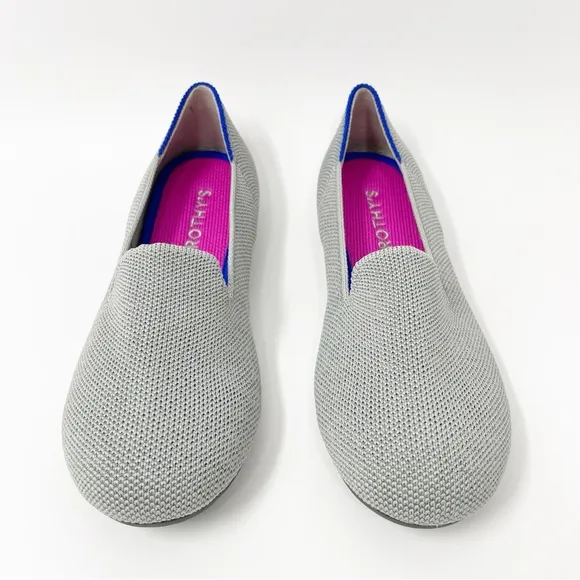 Rothy’s Kids Shiny Sparkly Loafer Iridescent Limited Edition Girls Flats Silver