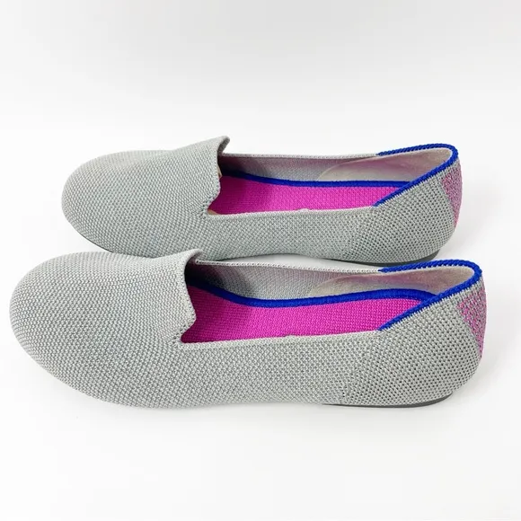 Rothy’s Kids Shiny Sparkly Loafer Iridescent Limited Edition Girls Flats Silver