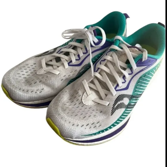 SAUCONY Endorphin Speed 2 Women's White Yellow Purple Running Shoes Size 9.5