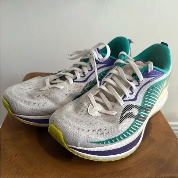 SAUCONY Endorphin Speed 2 Women's White Yellow Purple Running Shoes Size 9.5