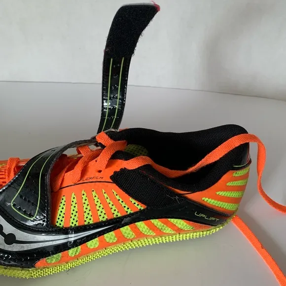 Saucony High Jumping Spikes &amp; Wrench Tool Uplift Orange Yellow Black Men 7.5