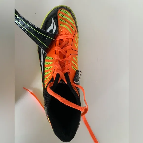 Saucony High Jumping Spikes &amp; Wrench Tool Uplift Orange Yellow Black Men 7.5