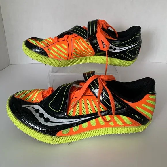 Saucony High Jumping Spikes &amp; Wrench Tool Uplift Orange Yellow Black Men 7.5