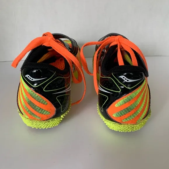 Saucony High Jumping Spikes &amp; Wrench Tool Uplift Orange Yellow Black Men 7.5