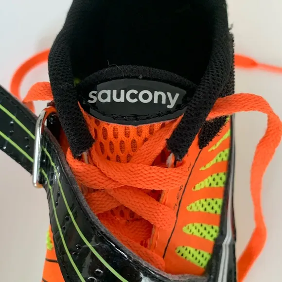 Saucony High Jumping Spikes &amp; Wrench Tool Uplift Orange Yellow Black Men 7.5