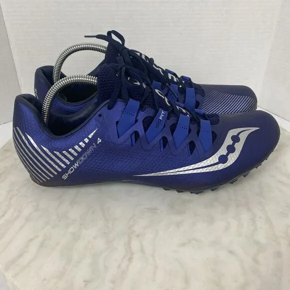 Saucony Mens Showdown‎ 4 Track Field Shoes Cleats Athletic Blue Size 11.5 W/ Key