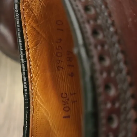 SHELL‎ CORDOVAN Kens Shop Cherry Brown Long Wing Tip Leather 10.5 C Dress Shoes