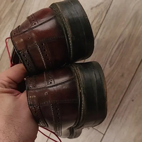 SHELL‎ CORDOVAN Kens Shop Cherry Brown Long Wing Tip Leather 10.5 C Dress Shoes