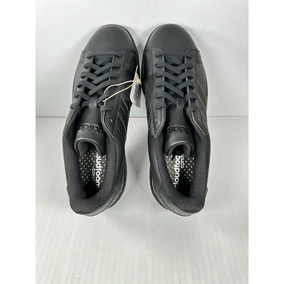 Size 11 adidas Grand Court 2.0 Cloudfoam Sneaker Black Leather Shoe Mens GW9198