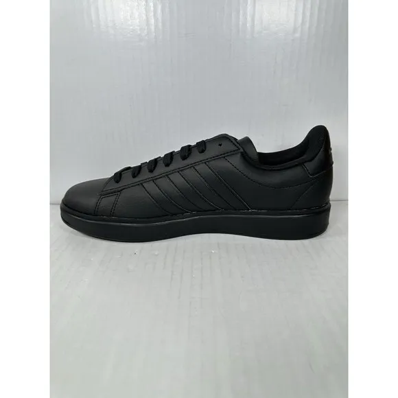Size 11 adidas Grand Court 2.0 Cloudfoam Sneaker Black Leather Shoe Mens GW9198