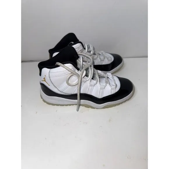 Size 2Y Air Jordan 11 PS Preschool Retro Gratitude Black White Gold 378039-170