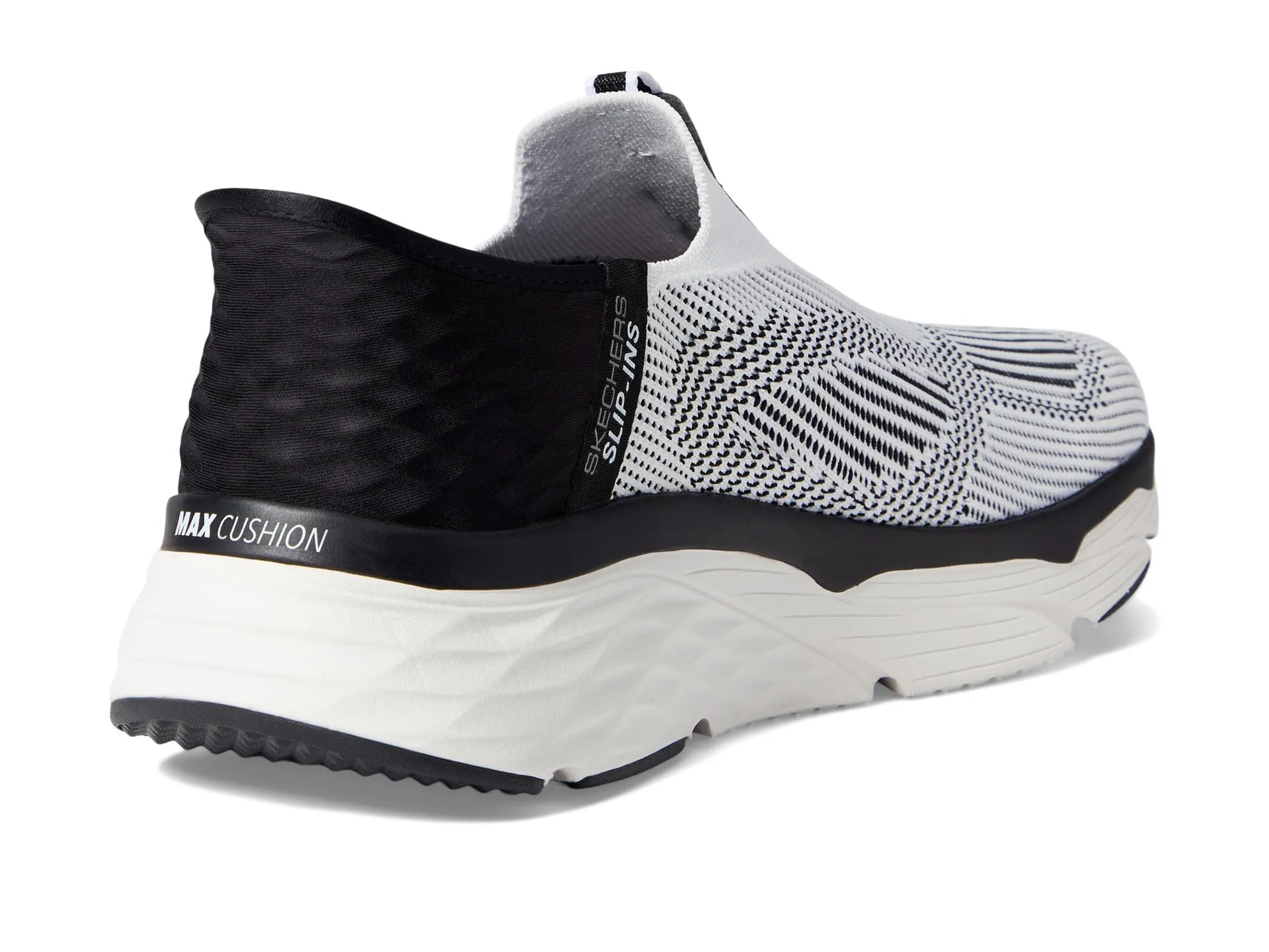 Skechers Men's Max Cushioning Slip-ins-Athletic Slip-on Running Walking Shoes with Memory Foam Sneaker, White/Black, 7