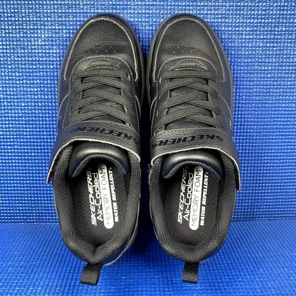 SKECHERS SPORT COURT 92 ZELDER Kids-Boys Size 4 Black School Shoes SN 405697L
