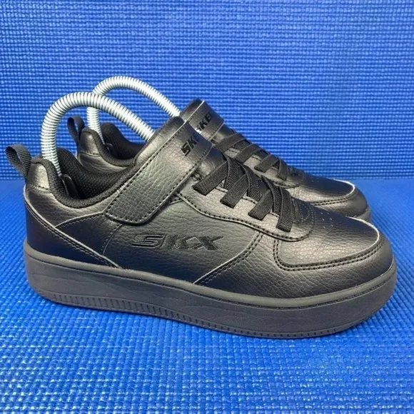 SKECHERS SPORT COURT 92 ZELDER Kids-Boys Size 4 Black School Shoes SN 405697L