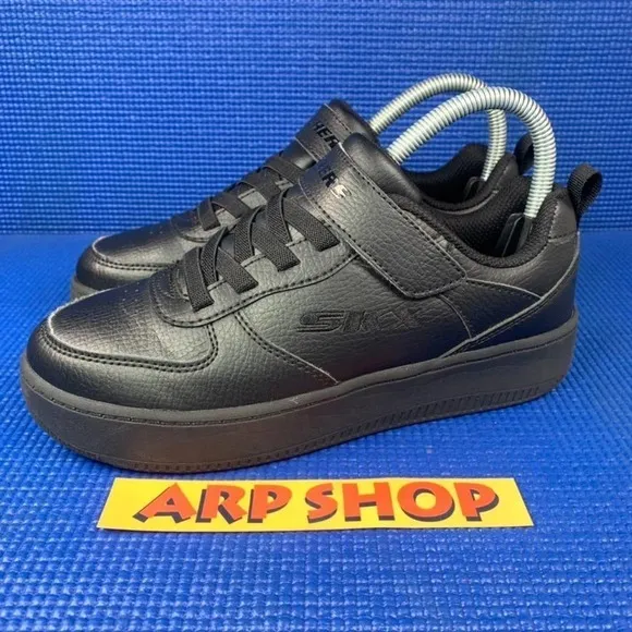 SKECHERS SPORT COURT 92 ZELDER Kids-Boys Size 4 Black School Shoes SN 405697L