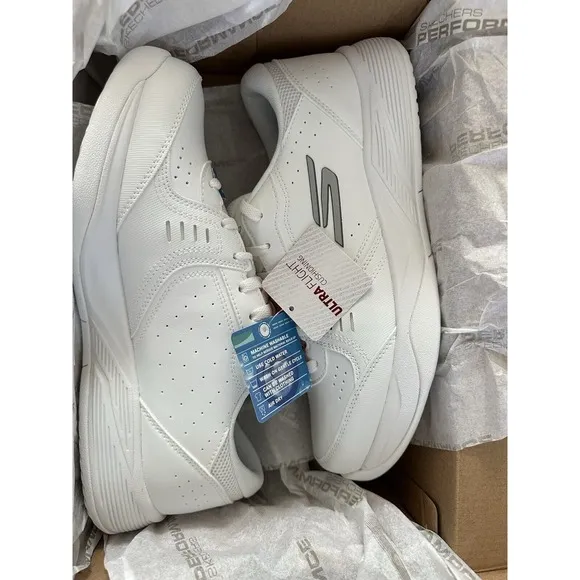 Sketchers, Viper Court Smash, White, Men's US 8.5