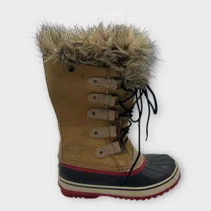 Sorel Joan of Arctic Leather Rubber Waterproof Fur Lined Winter Boots Sz 7 WARM
