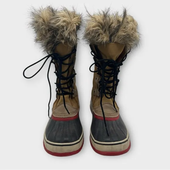 Sorel Joan of Arctic Leather Rubber Waterproof Fur Lined Winter Boots Sz 7 WARM