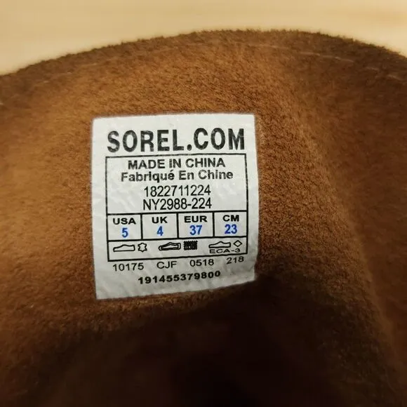 Sorel Joan Of Arctic Women's Boots Sz 5 Brown Suede Lace Up Hidden Wedge Outdoor