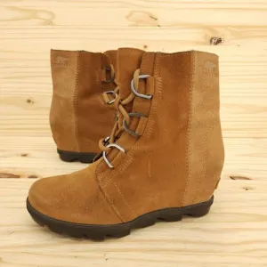 Sorel Joan Of Arctic Women's Boots Sz 5 Brown Suede Lace Up Hidden Wedge Outdoor