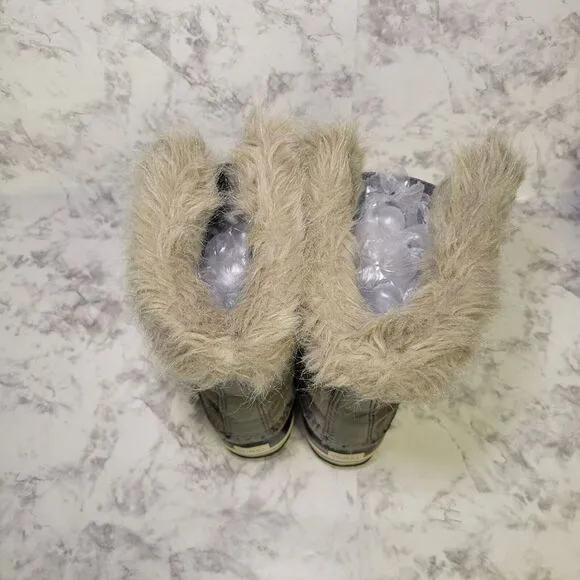 Sorel Women Boots Size 4 Gray Joan of Arctic Boot Shoes Suede Fur Outdoor Winter