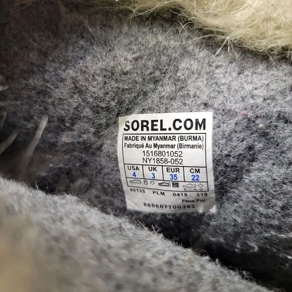 Sorel Women Boots Size 4 Gray Joan of Arctic Boot Shoes Suede Fur Outdoor Winter