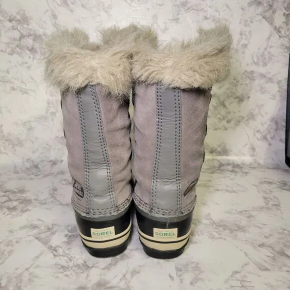 Sorel Women Boots Size 4 Gray Joan of Arctic Boot Shoes Suede Fur Outdoor Winter
