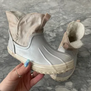 Sperry Kid's Metallic Water Rain Duck Boots Gray Pink Size 12.5