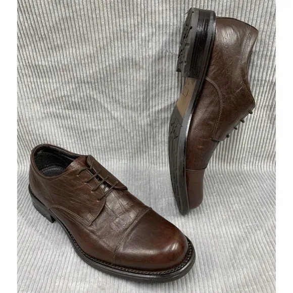 Structure Made In Italy Men's Brown Leather Lace Up Dress Shoes Size US 9D 69334