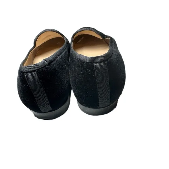 Stubbs &amp; Wootton Women's Flat 7.5 Black Velvet With Red Cross Embroidery